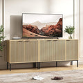 TV Stand for 80" TV, Mid Century Modern 78.7'' Television Stand, Entertainment Center with Storage and Adjustable Shelves, Media Console TV Cabinet for Living Room
