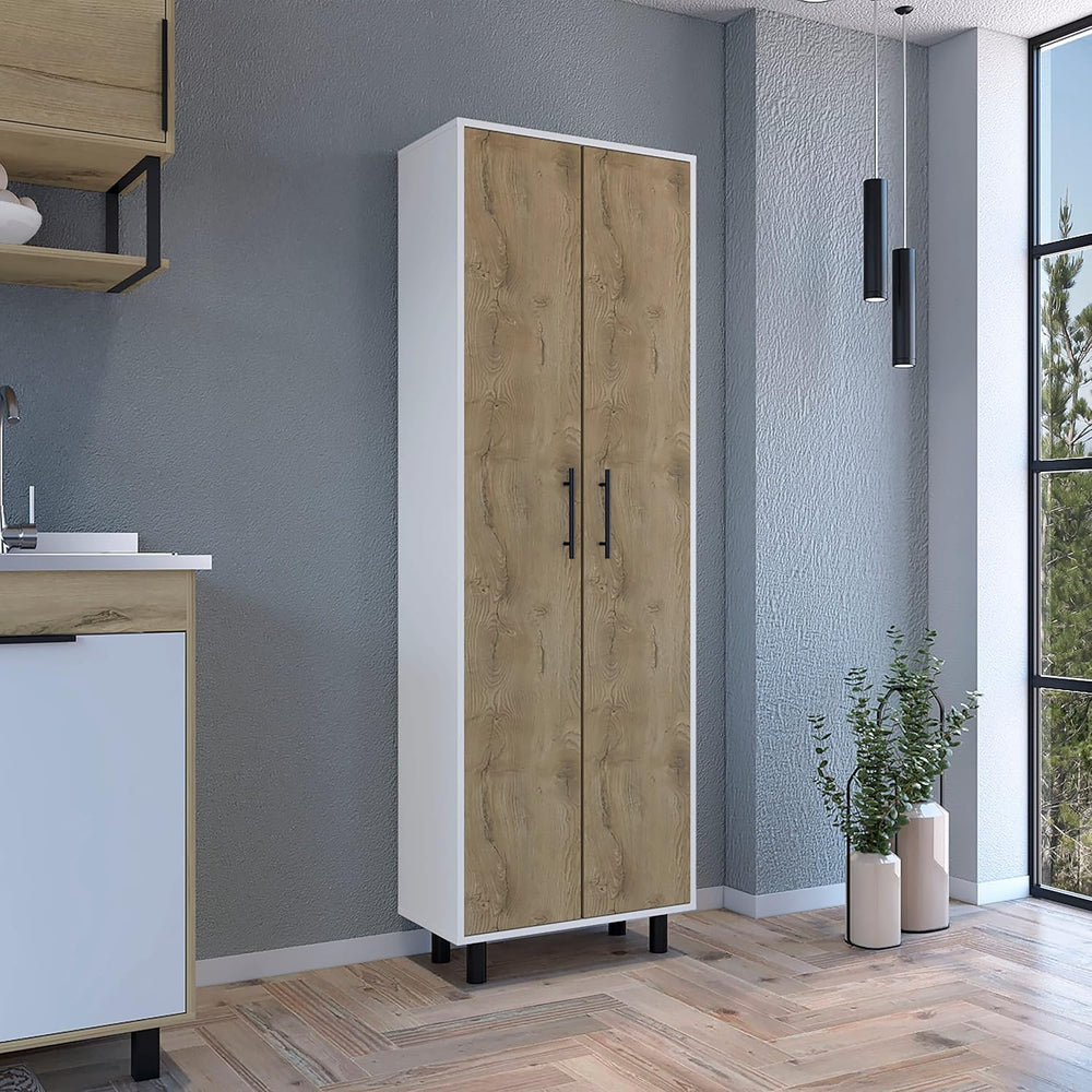 23.6" D*11.8" W*70.9" H White Corner Kitchen Pantry, 5 Adjusta...