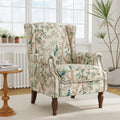 Wingback Accent Chair with Wood Legs, Bird, Set of 1 | High Back with Side Wings | Armrest Nailhead Trim | Solid Wood Frame | High-Density Foam Cushion | For Living Room & Bedroom