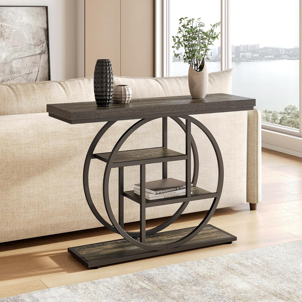 LITTLE TREE Console Table, 4-Tier Entryway Table, 41.3-Inch Industrial Sofa T...