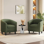 Yaheetech Corduroy Barrel Chairs Set of 2, Upholstered Club Chairs Accent Chairs, Round Armchairs Waiting Room Chairs with Soft Cushion for Living Room Bedroom Reading Room, Dark Green