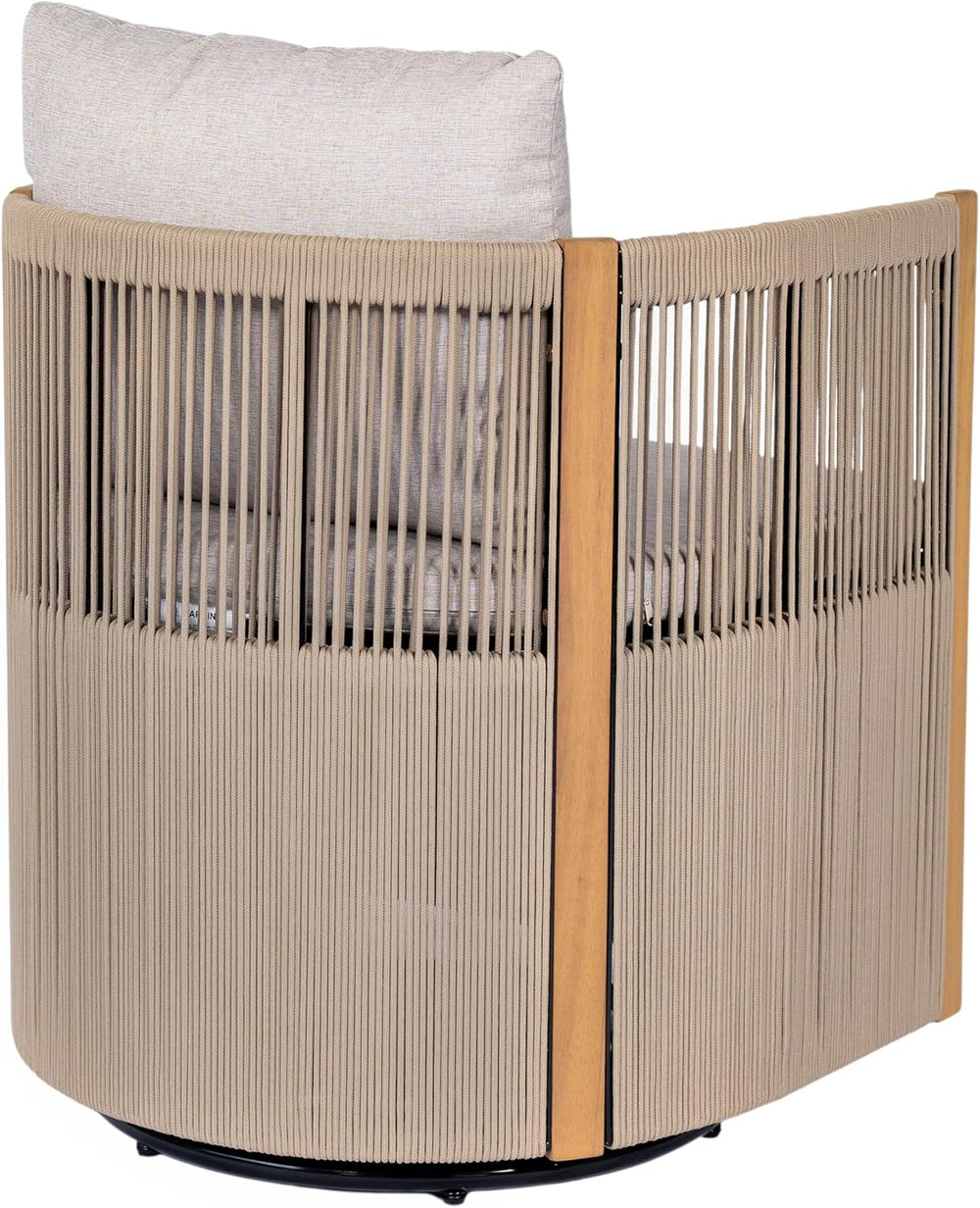 Christopher Knight Home Kato Outdoor Metal & Acacia Wood Frame Swivel Acc...