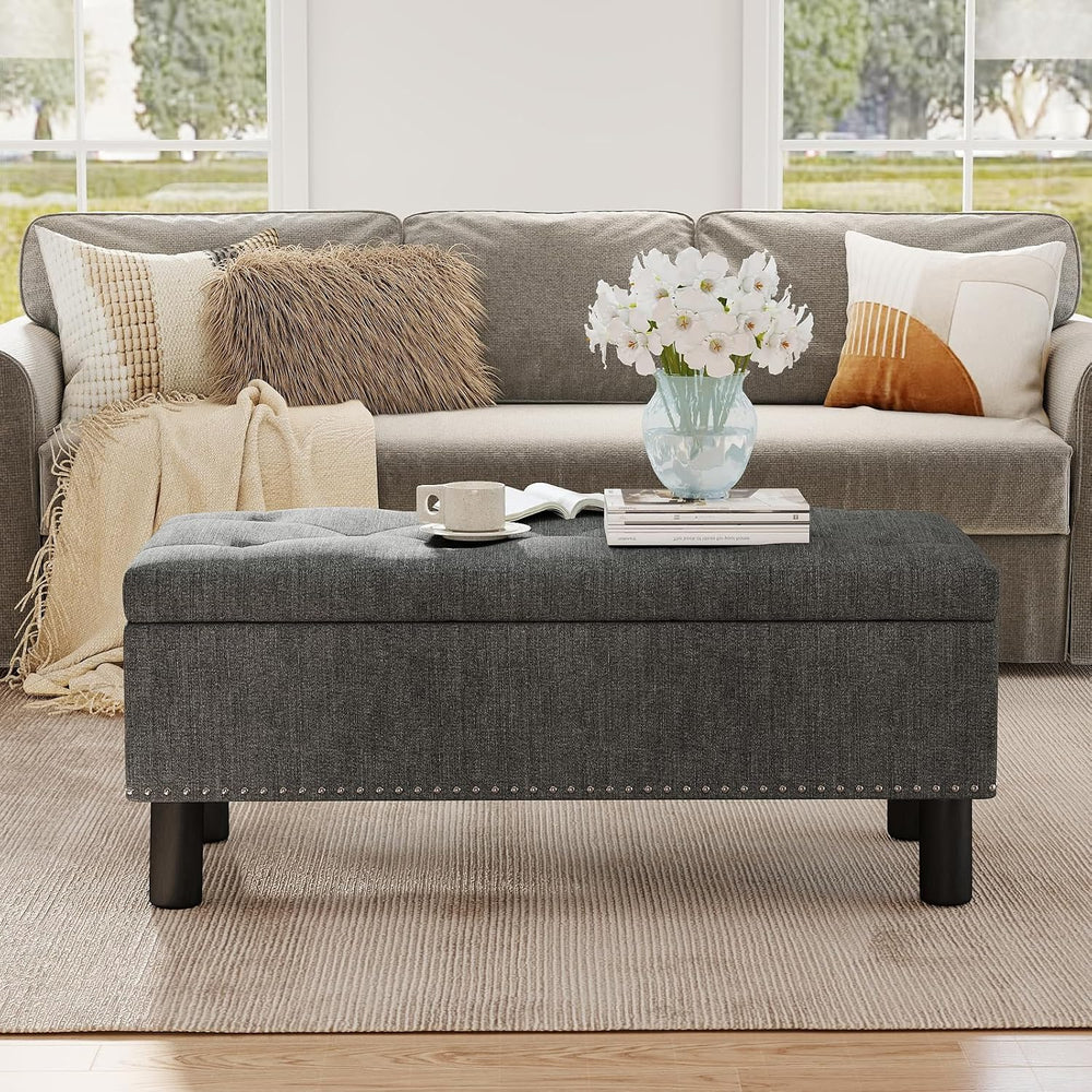 Furniliving 42" Ottoman with Storage, End of Bed Bench with Button-Tufte...