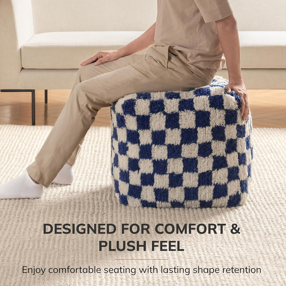 Anji Mountain Artisan Crafted Cotton Blend Pouf Ottoman | Versatile Floor Sea...