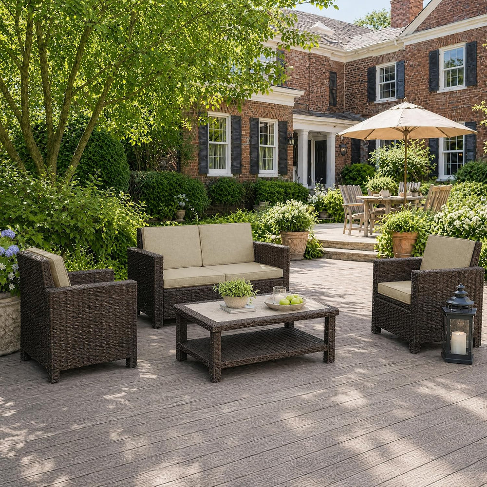 Outdoor Chair Cushions Set of 4, Water-Resistant & Fade-Resistant, Patio ...
