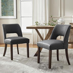 VKNOW Modern Dining Chairs Set of 2, Faux Leather Upholstered Dining Room Chair Kitchen Chairs, Farmhouse Dinner Chair for Kitchen Dining Room, Black