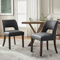 VKNOW Modern Dining Chairs Set of 4, Faux Leather Upholstered Dining Room Chair Kitchen Chairs, Farmhouse Dinner Chair for Kitchen Dining Room, Black