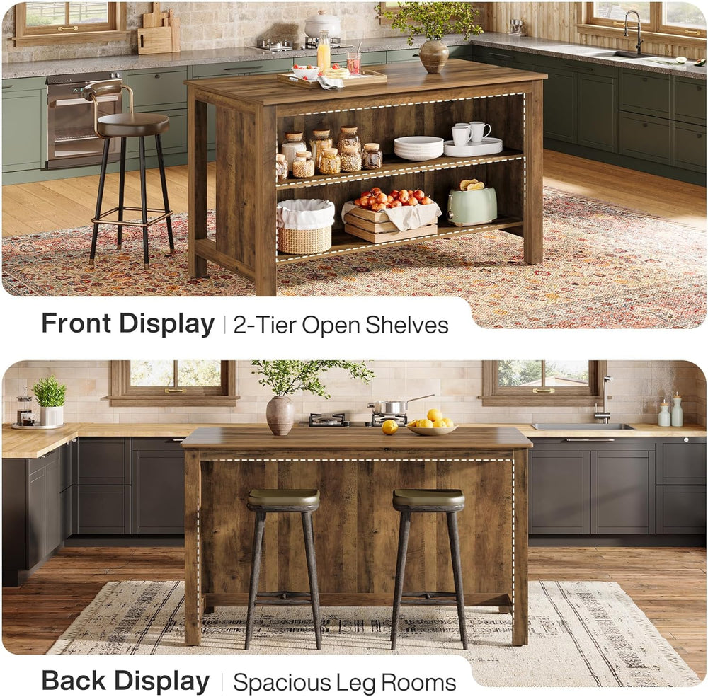 Tribesigns Kitchen Island with Seating and Storage, 59-Inch Large Farmhouse S...