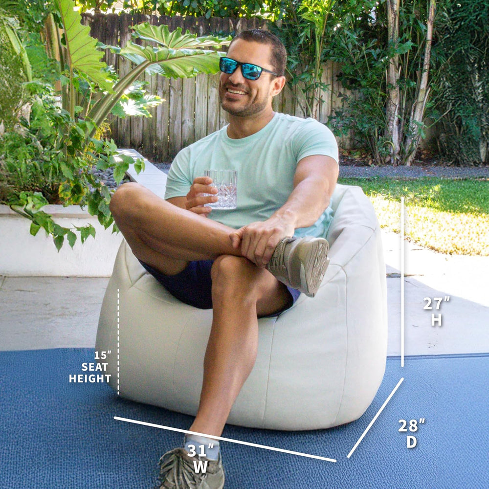 Big Joe Milano Outdoor Beanbag Chair White Marine | Polystyrene Bean Filled, ...