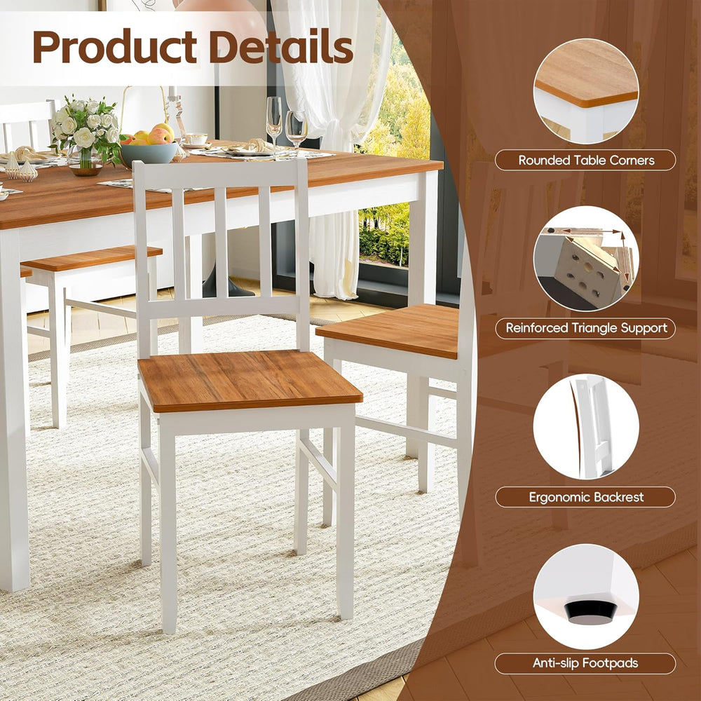 MU 5 Piece Dining Table Set for 4, Rectangular Wood Kitchen Table Chairs Set ...