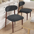 Wooden Dining Chair Set of 2, Modern Dining Chairs with with Curved Back, Fabric Upholstered Kitchen Dining Room Chairs with Adjustable Legs for Farmhouse Dining Living Room,Dark Grey
