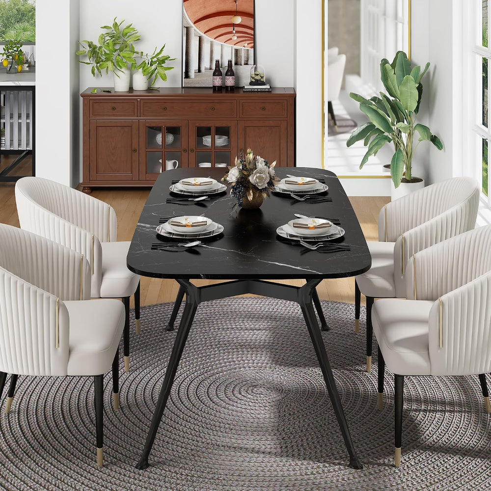 Dining Table for 4-6，70.87" Glossy Sintered Stone Top Dining Table with ...
