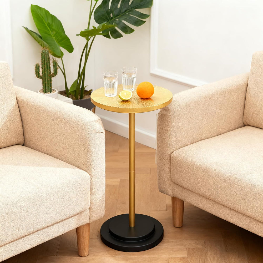 COVLON Drink Table, Carved Table Top Martini Table, Small Side Table, Weighte...