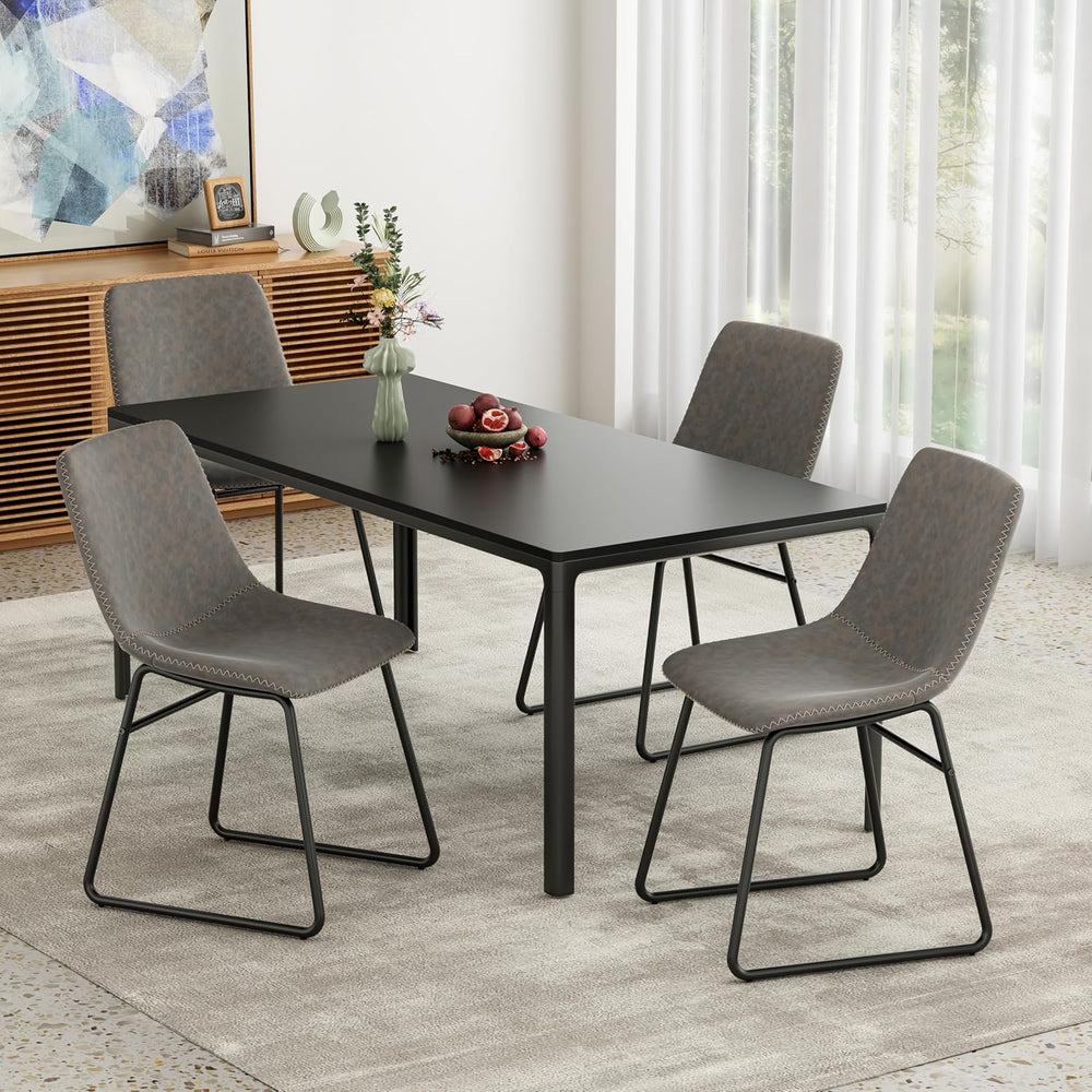 Soohow Mid-Century Modern Dining Chairs Set of 4, Faux Leather Upholstered Ki...