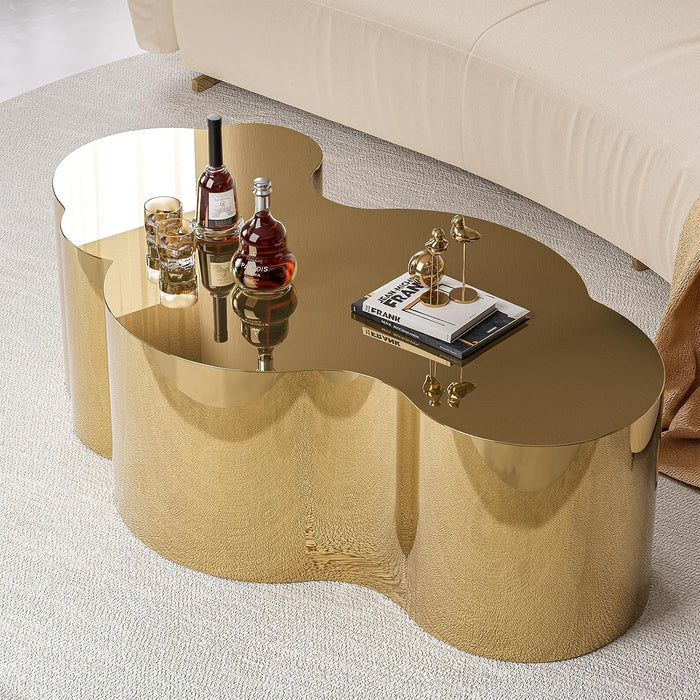 IKIFLY Gold Stainless Coffee Table, Modern Large Cloud Fashion Design