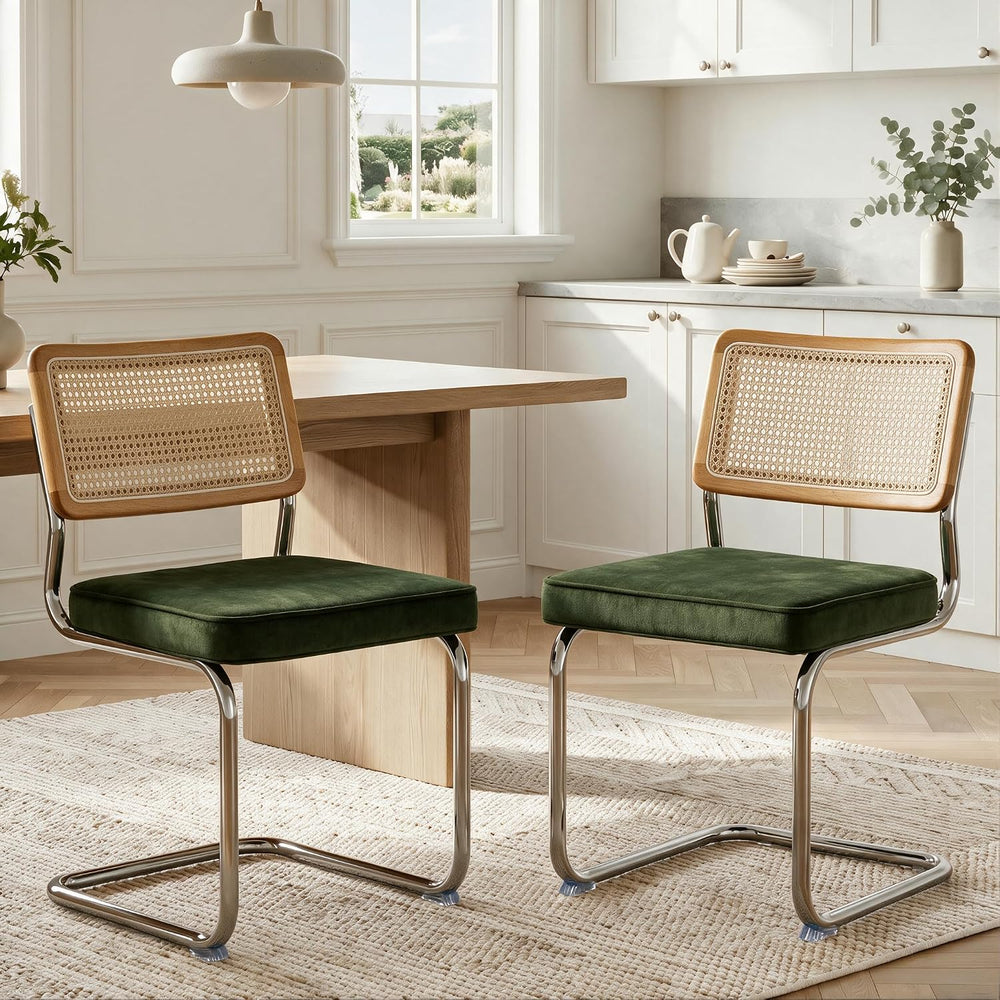 GrandNoor Natural Rattan Dining Chairs Set of 2, Cesca Design Kitchen Chair
