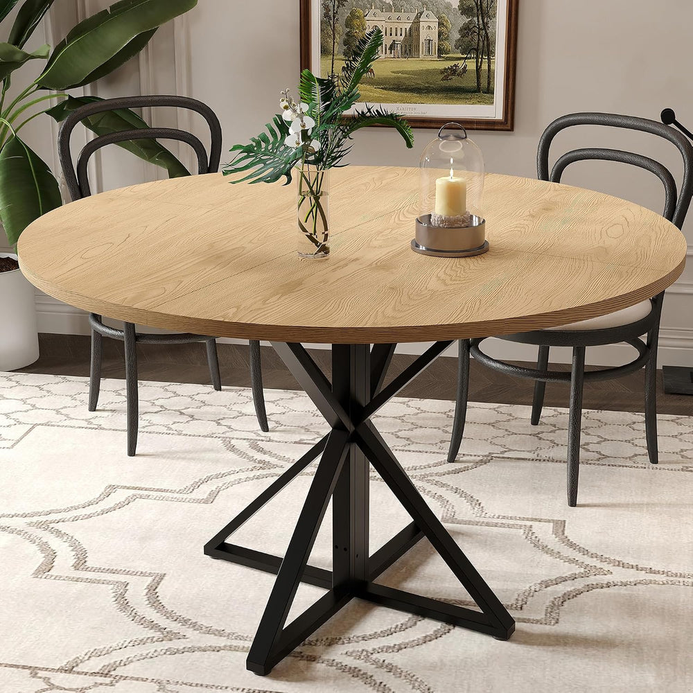 GarveeHome 47 Inch Round Dining Table for 4-6, Circle Kitchen Table with Pede...