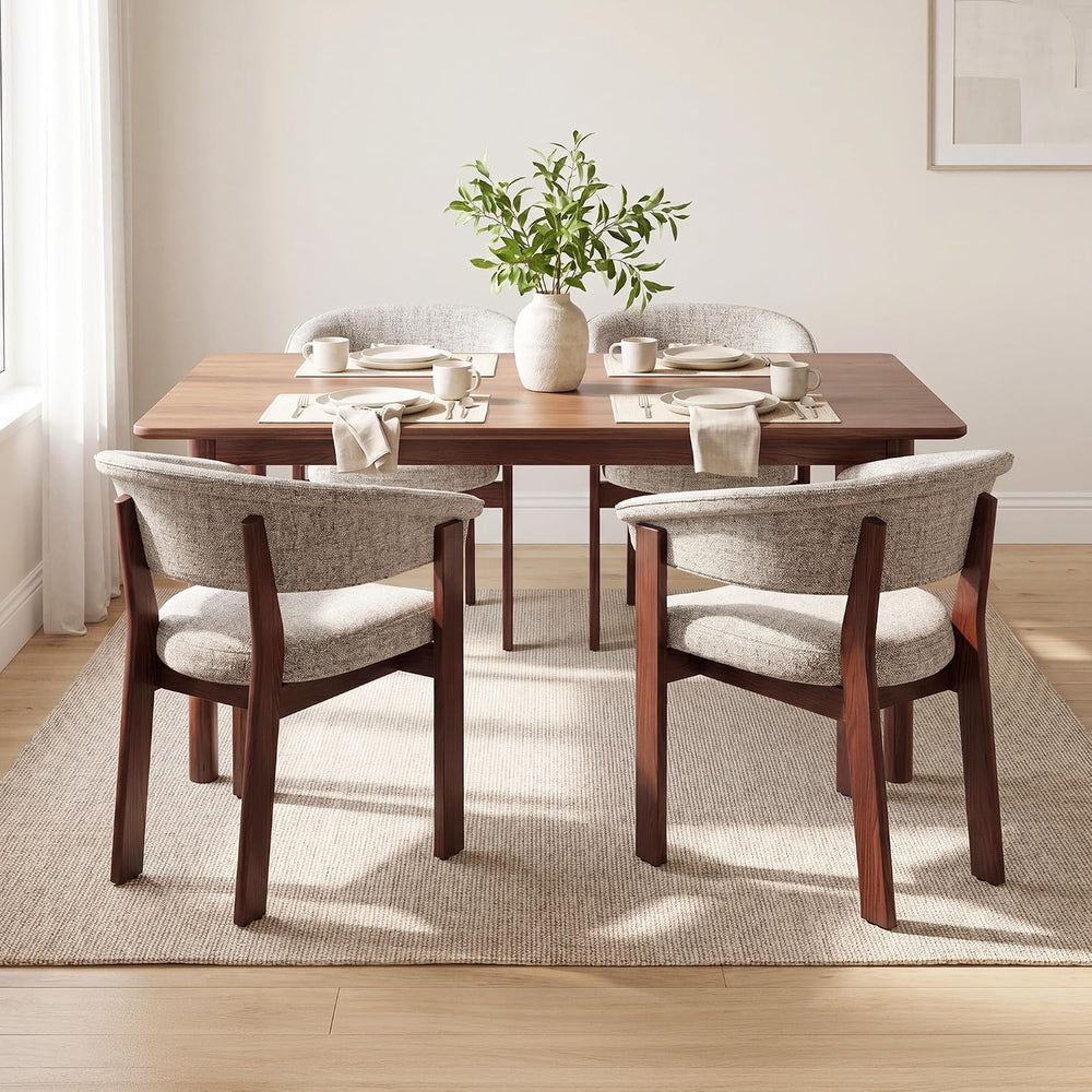 COLAMY Fully Assembled Upholstered Dining Chair, Solid Red Oak Wood Kitchen S...