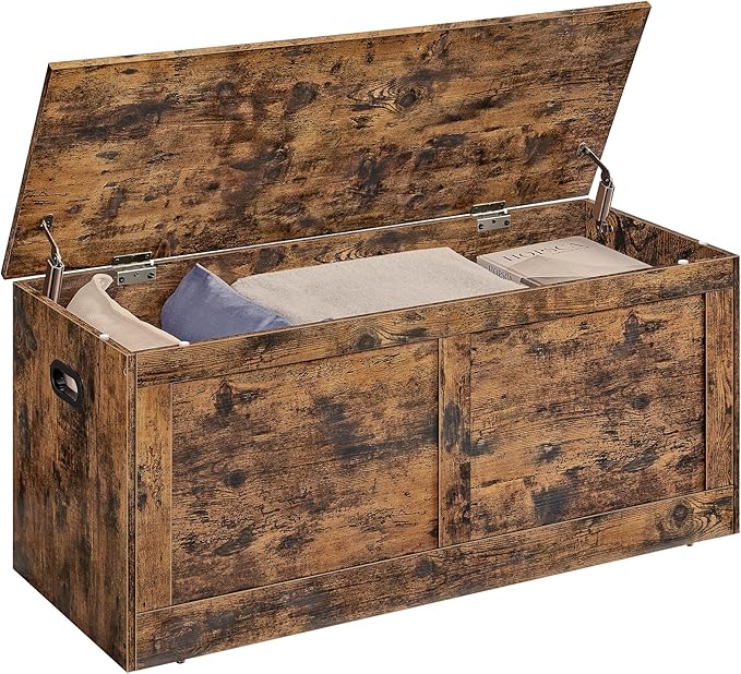 VASAGLE Storage Chest, Storage Trunk with 2 Safety Hinges, Storage Bench, Sho...