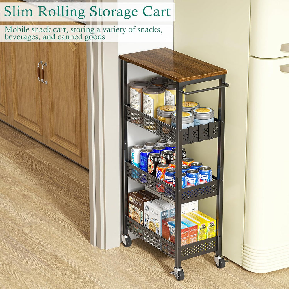 XYZLVSI Slim Rolling Storage Cart, 4 Tier Small Bathroom Cart Organizer | 9.1...