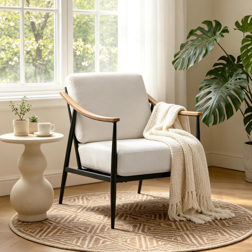 RNKSFX Modern Accent Chair for Living Room Bedroom Mid Century Arm Chair Upho...