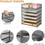 Subekyu 6-Tier Desk Paper Organizer, Desktop File Letter Tray with Handle, Document Sorter and Accessories Holder for Office, Home and School Workspace Organizers, Gray-2 Pack
