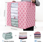 WISELIFE Storage Bags 8 Pack/100L Large Blanket Clothes Organization and Storage Containers for Comforters,Bedding, Foldable Organizer with Reinforced Handle, Clear Window, Sturdy Zippers,Pink