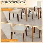 Upholstered Dining Chairs Set of 4, Button Tufted Parsons Chairs with Wood Legs and Padded Seat, Modern Fabric Side Chairs for Dining Room Kitchen Farmhouse Hotel, Beige
