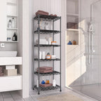 GIOTORENT 6-Tier Storage Shelves Standing Shelving Metal Units, Adjustable Height Wire Shelf Display Rack for Pantry Laundry Bathroom Kitchen 16.6” x 11.8” x 63”, Black