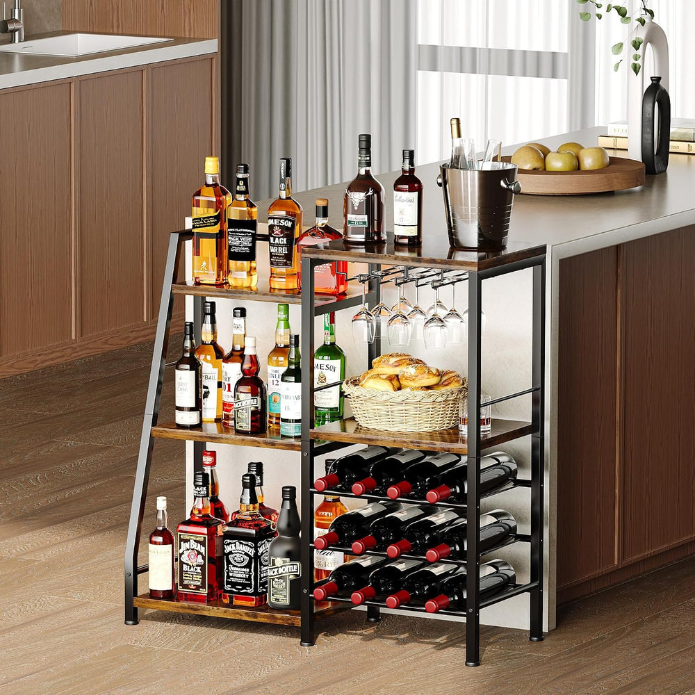 Homeiju Liquor Cabinet Bar for Home Bar, 3 Tier Wine Rack Freestanding Floor ...