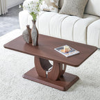 LKTART Coffee Table for Living Room, Modern Coffee Table with Storage, Rectangle Tabletop Stable Base for Dining Room Apartment Small Space (43.3''L×22.4''W-Walnut)