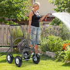 Garden Water Hose Reel Cart - 250 ft. Capacity, 10" Pneumatic Tires, Powder-Coated Steel Frame for Tangle-Free Garden Hose Storage