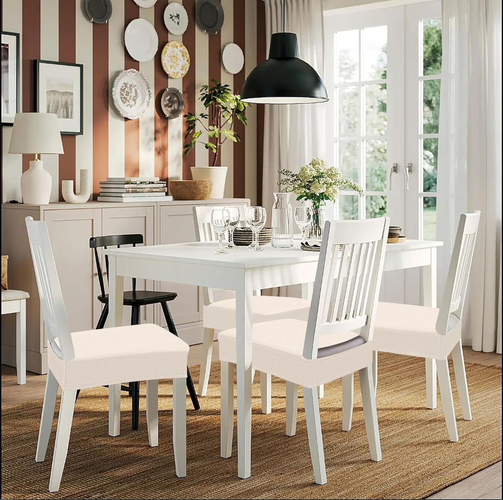 Smiry Stretch Jacquard Seat Covers for Dining Room Chairs Set of 4