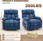 Massage Rocker Recliner Chair for Living Room, Vibration Massage Heat,Blue | USB Charge Port, 4 Pockets, 2 Cup Holders, Ergonomic Comfy Recliners, Sofa Chair, Reading & Bedroom Chair