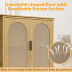 BlueWish Bathroom Organizers and Storage, Bamboo Over The Toilet Storage Cabinet with Inverted U-Shaped Door & Anti-Tip Device, Space Saver, Natural