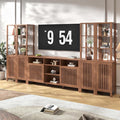 Farmhouse TV Stand for 70 inch TVs, Entertainment Center with Bookshelves - 6 Door Media Console with Adjustable Shelves, Storage Cabinet for Living Room Bedroom Home Theater, Rustic Brown