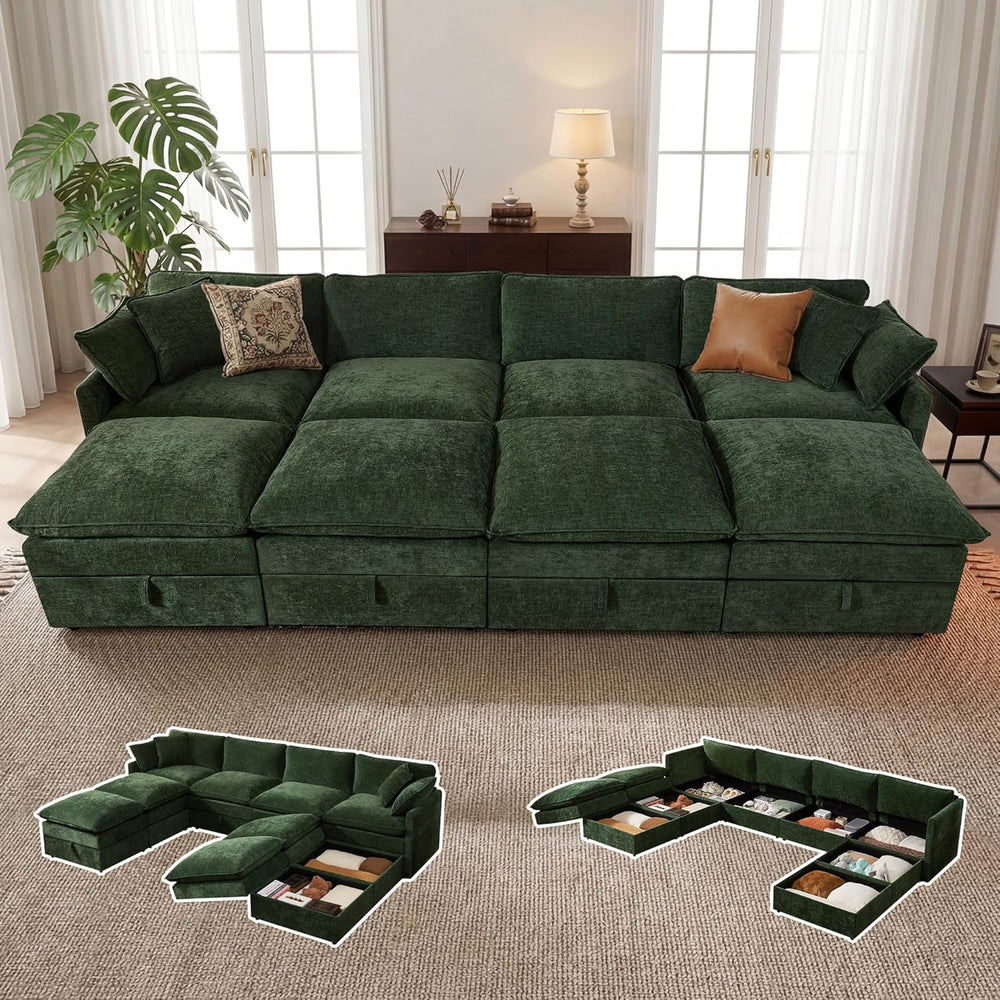 Myroyalsit Modular Sofa with Storage, 135" Sleeper Sofa Bed Sectional Cl...