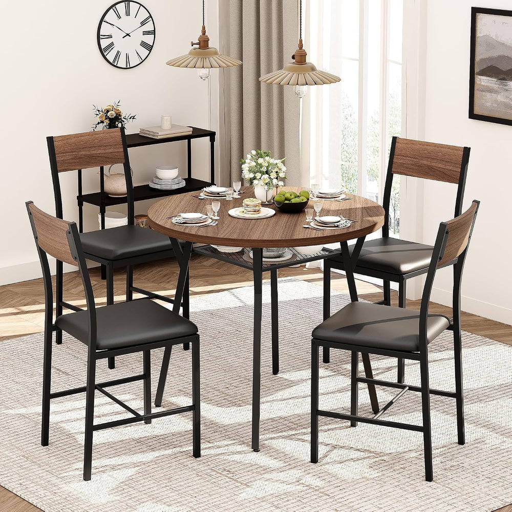 Pamapic Round Dining Table Set for 4, Kitchen Table and Chairs for 4, Dining ...