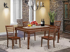 East West Furniture DOML5-MAH-W 5 Piece Dinette Set for 4 Includes a Rectangle Dining Room Table with Butterfly Leaf and 4 Dining Chairs, 42x78 Inch, Mahogany