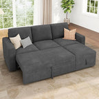 HONBAY Modular Sectional Sleeper Sofa with Pull Out Bed, L Shaped Sofa with Storage, Modular Sectional Couches for Living Room, Dark Grey