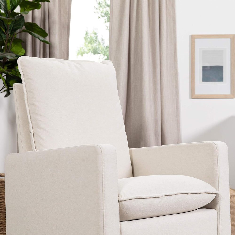 Babyletto Cali Pillowback Swivel Glider in Performance Plastic Cream Eco-Weav...