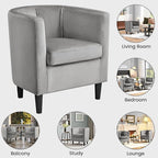 Yaheetech Accent Chair, Modern Velvet Armchairs with Big Ample Seat, Cozy Upholstered Barrel Sofa Chair for Living Room Bedroom Waiting Room, Set of 2, Gray