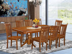East West Furniture NAPO9-SBR-W 9 Piece Kitchen Table Set Includes a Rectangle Dining Table with Butterfly Leaf and 8 Dining Room Chairs, 40x78 Inch, Saddle Brown