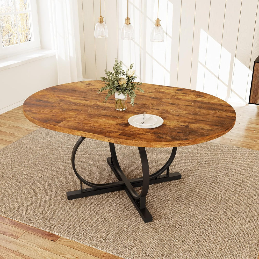 HIPIHOM 43.3"-59" Extendable Round Dining Table for 4-6 People, Mod...