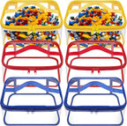 6 Packs Clear Toy Storage Bags- 9.4 x 6.7 x 4.3 Inch Transparent PVC Toy Organizing Bags with Zipper- Waterproof Toy Storage Organizer Pouch for Building Blocks, Small Toys (Red, Blue, Yellow)