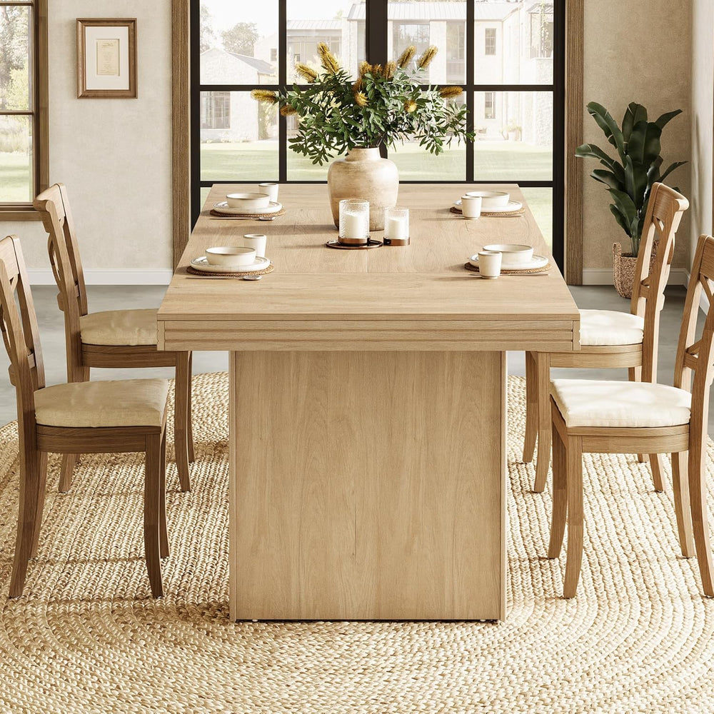 Tribesigns 63 Inches Farmhouse Dining Table for 6, Modern Kitchen Table with ...