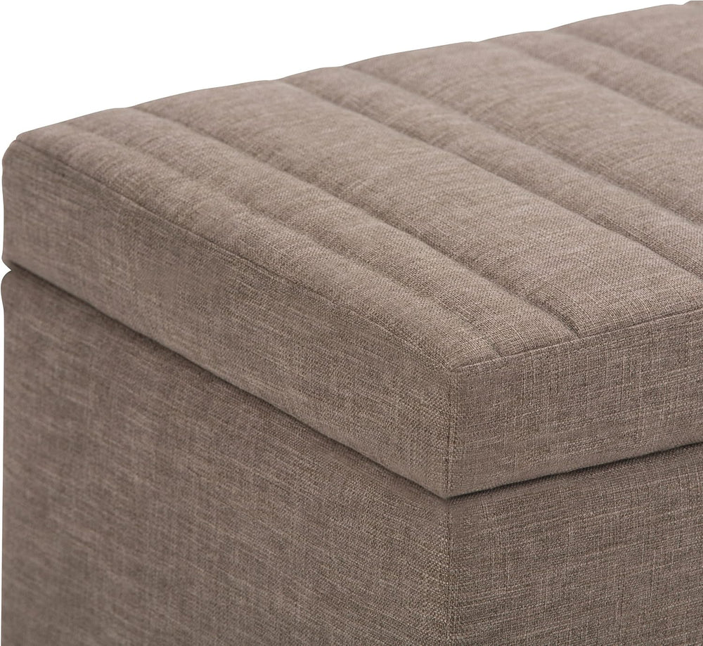 SIMPLIHOME Darcy 33 inch Wide Contemporary Rectangle Storage Ottoman Bench in...