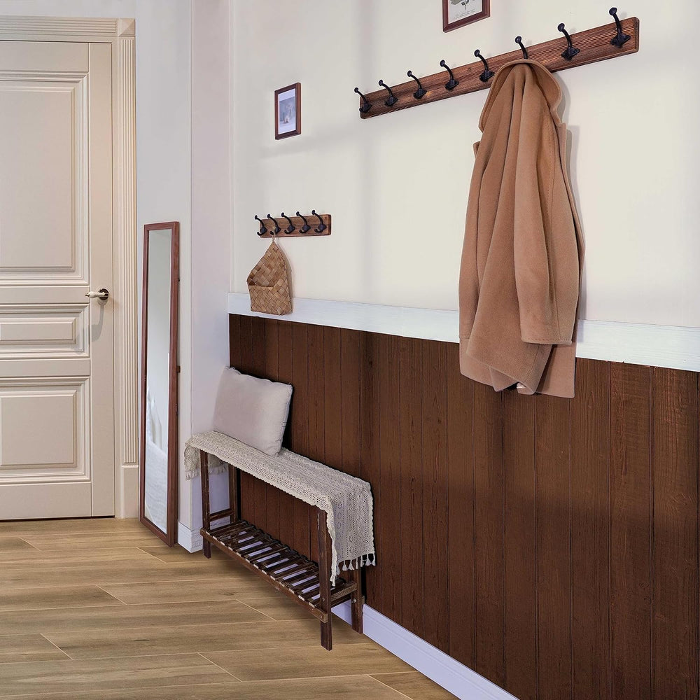 WEBI Rustic Coat Rack Wall Mount,35.43" Long 8 Cast Iron Coat Hooks Wall...