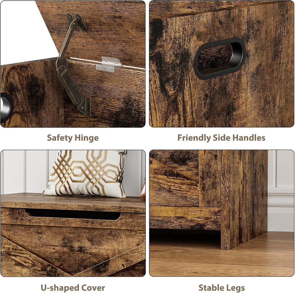 GAOMON 30" Storage Chest, Storage Bench with Safety Hinge | Farmhouse St...