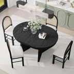Ball & Cast Retro 5 Pieces Dining Table Set with 4 Upholstered Chairs,Kitchen Table and Chairs for 4 W/ 58" Round Extendable Kitchen Desk,for Small Space,Apartment,Dining Room,Espresso